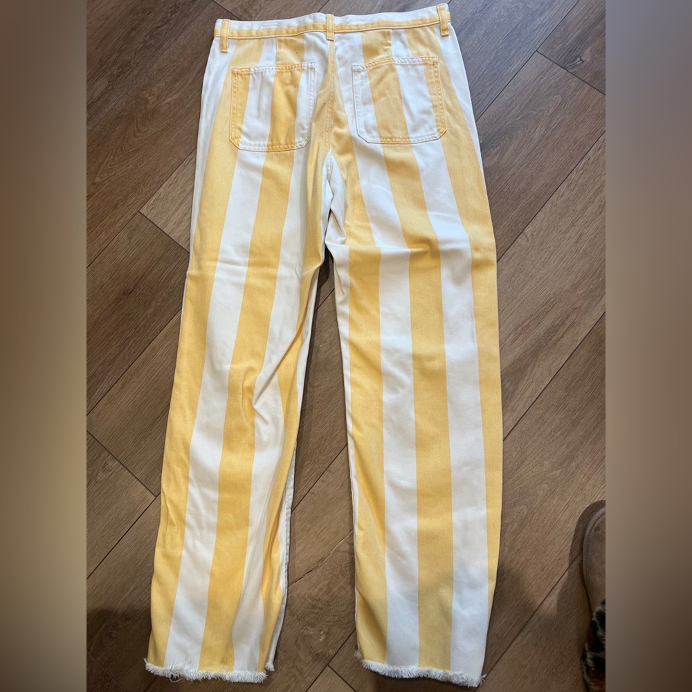 J. Crew Cream and Yellow Relaxed Demi-Boot Pants 29T